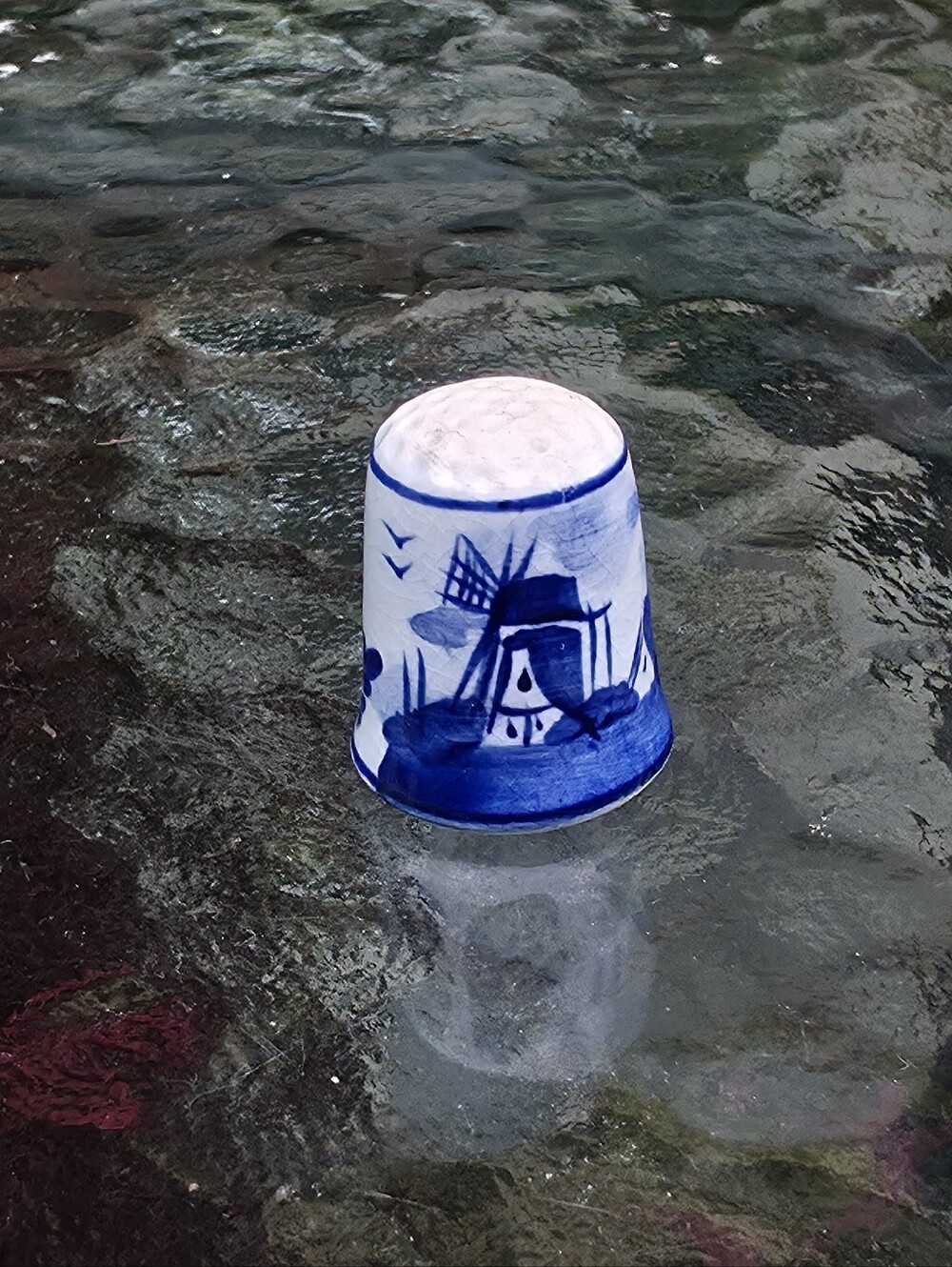 Vintage Delft Blue Holland Windmill Thimble